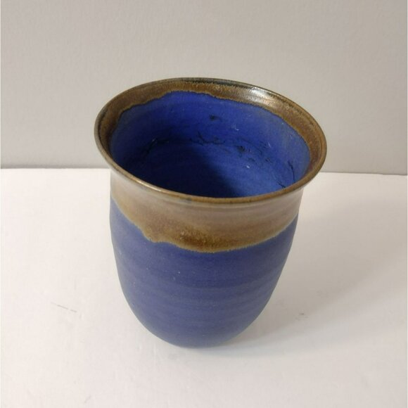Handcrafted Blue Brown Pottery Vase, Signed Molly Watson, Molly Wat Ceramics Art - Picture 3 of 8